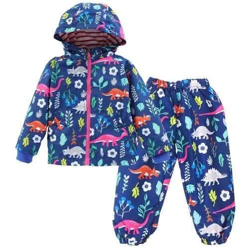 Dinosaur Print Kids Rain Coat Pants