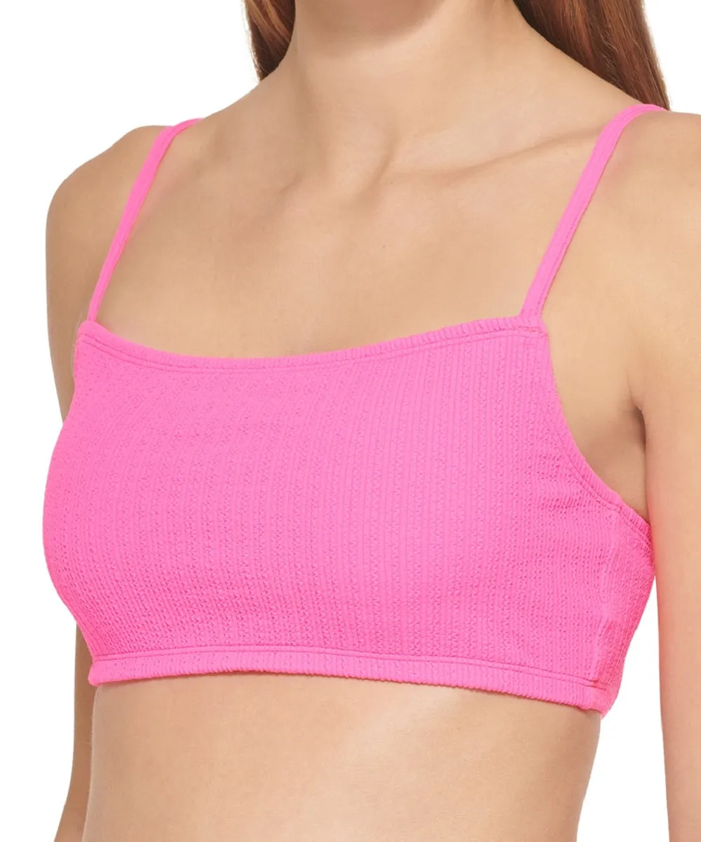 Dkny Women's Textured Bralette Bikini Top Swimsuit Pink