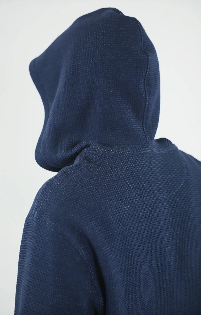 Doubleface Mesh Hooded Henley Pullover