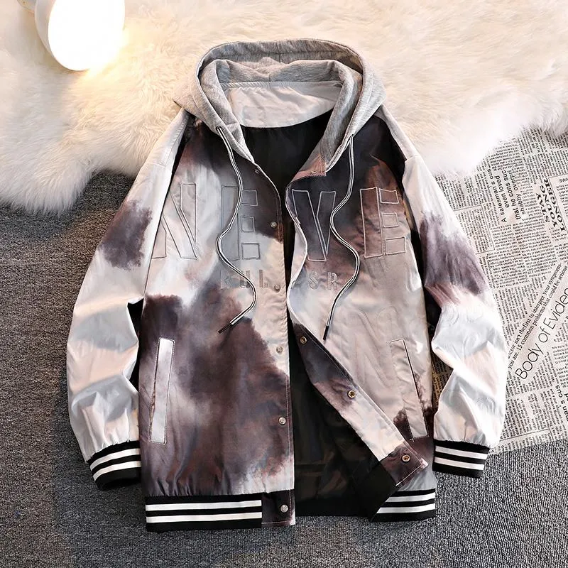 Drawstring Casual Letter Print Clouds Colorful Raincoat Hooded Jacket