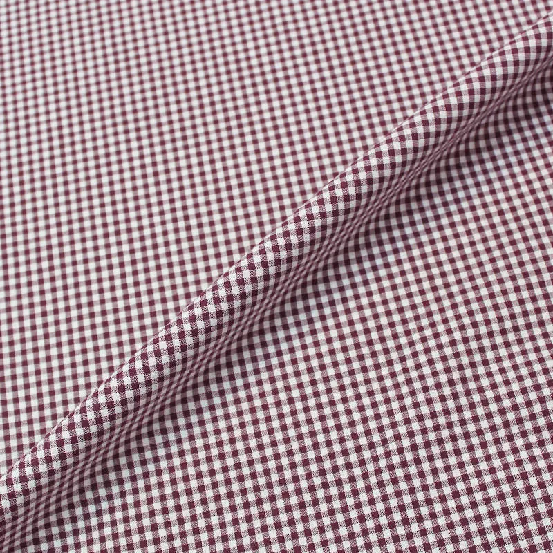 Dressmaking Cotton - Mini Gingham - Aubergine and White