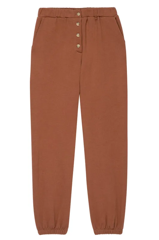 Eco Fleece Button Sweatpant, Cocoa