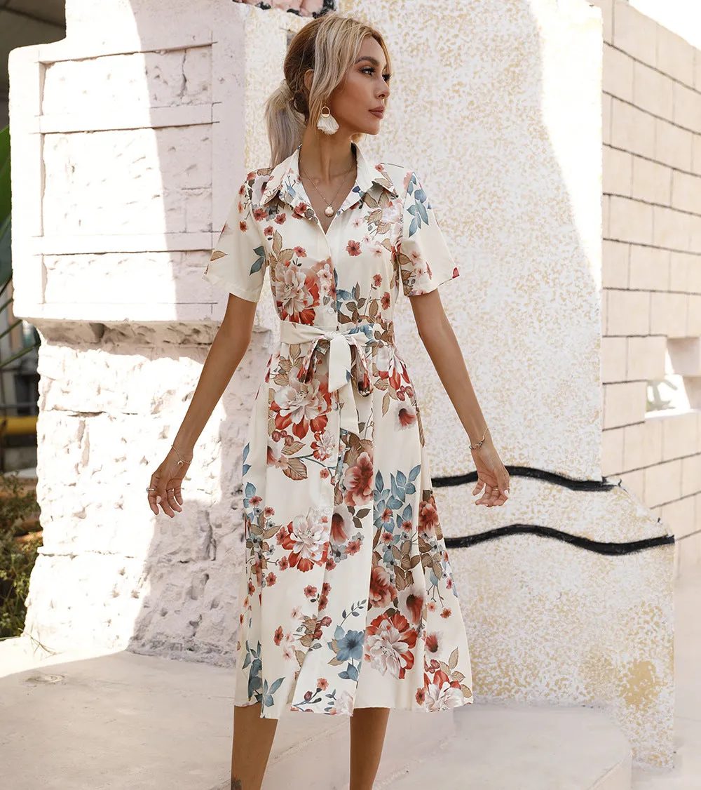 Ellyn Floral Pocketed Tie Back Dress