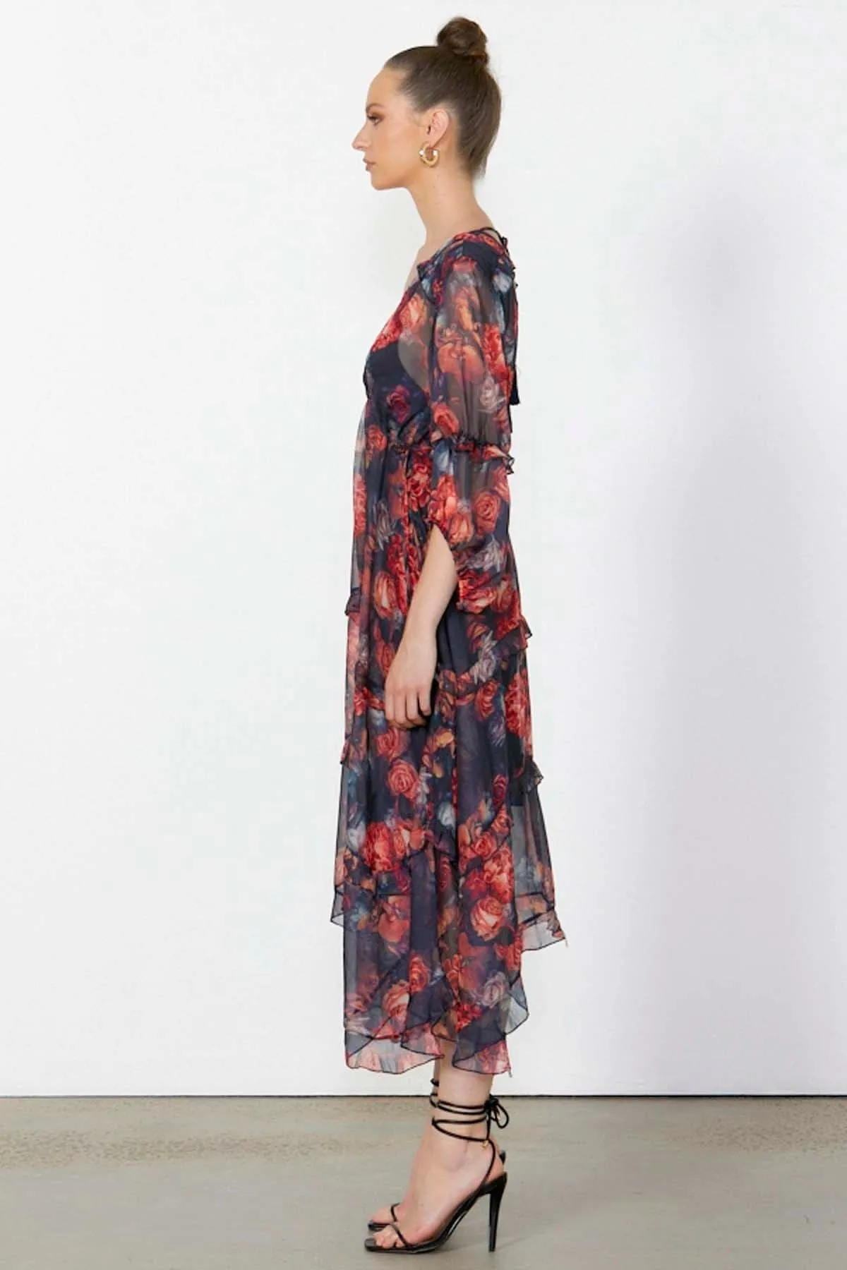 Fate   Becker No Love Today Midi Dress in Moody Floral