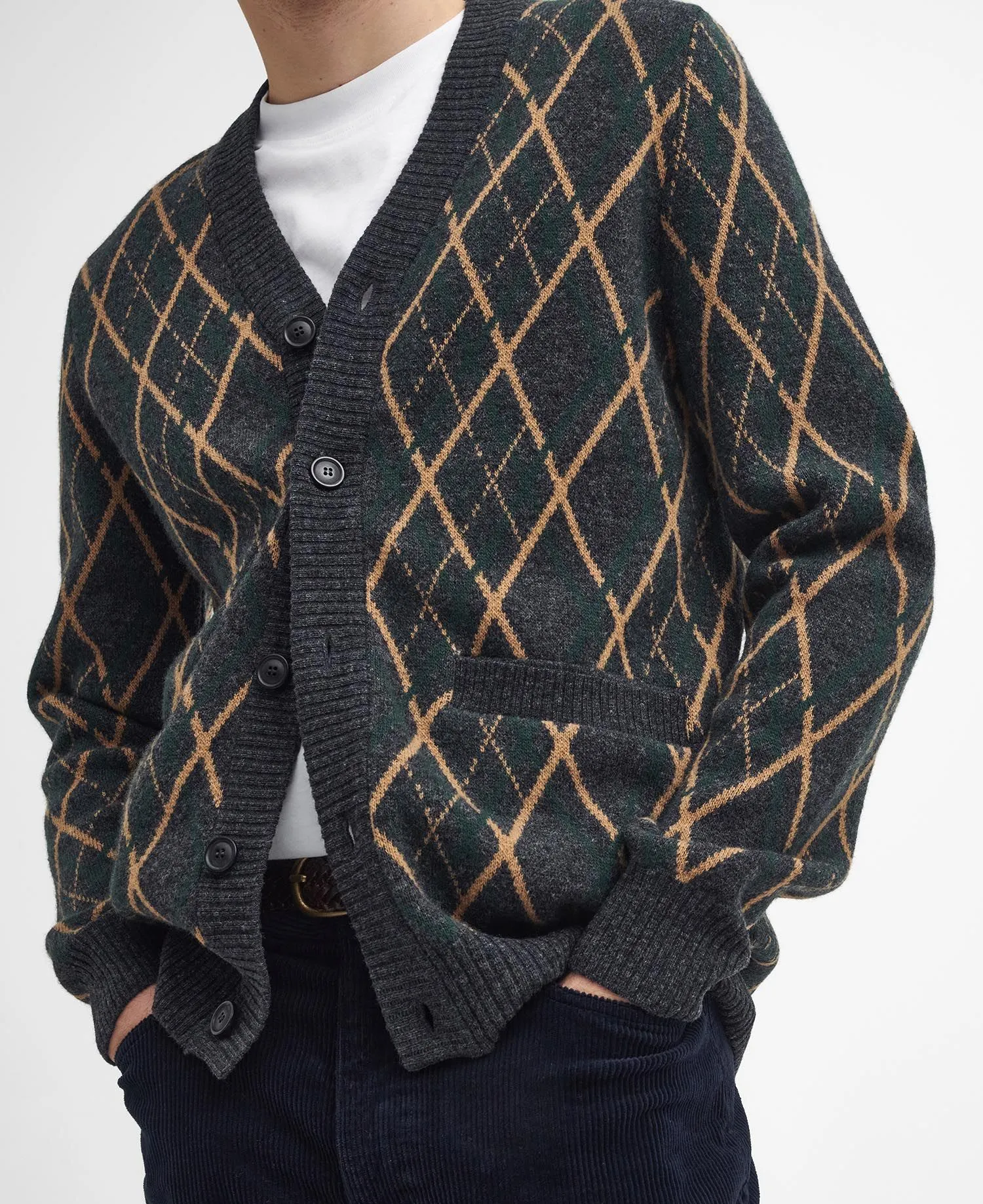 Ferguson Argyle Cardigan - Black Marl