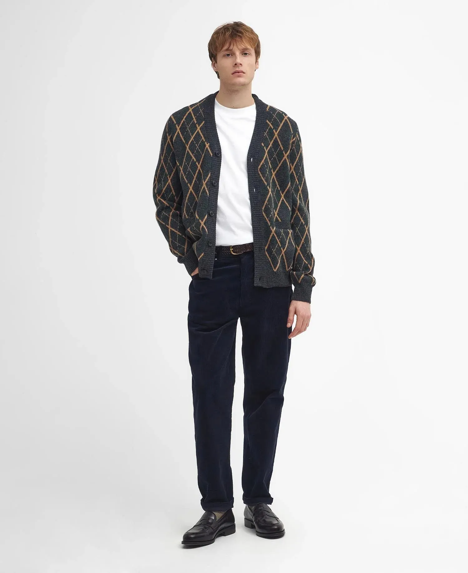 Ferguson Argyle Cardigan - Black Marl