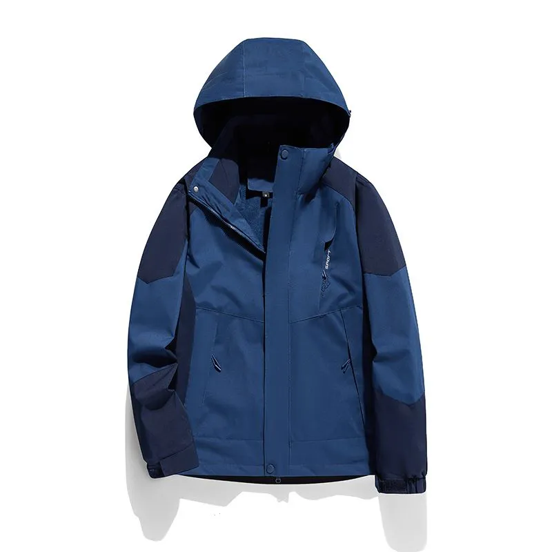 Fleece-Lined Mountaineering 3 In 1 Waterproof Detachable Raincoat Hooded Jacket