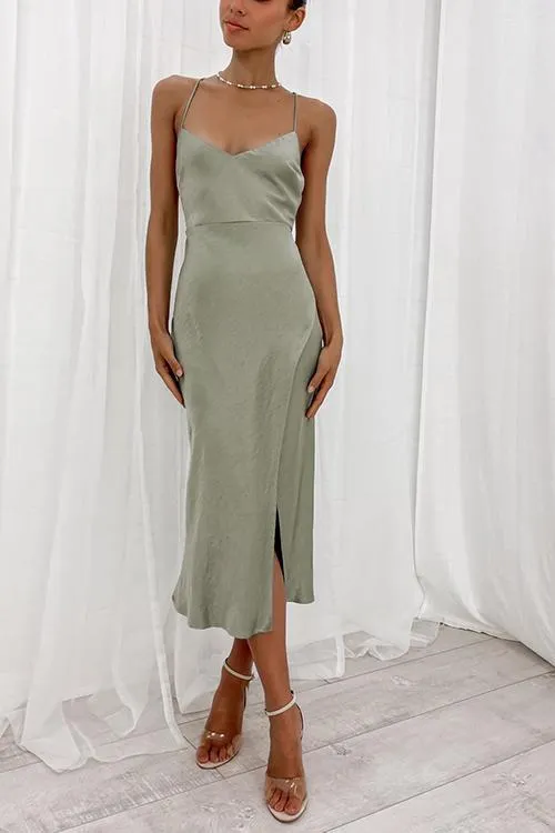 Flytonn- Satin Slit Slip Dress