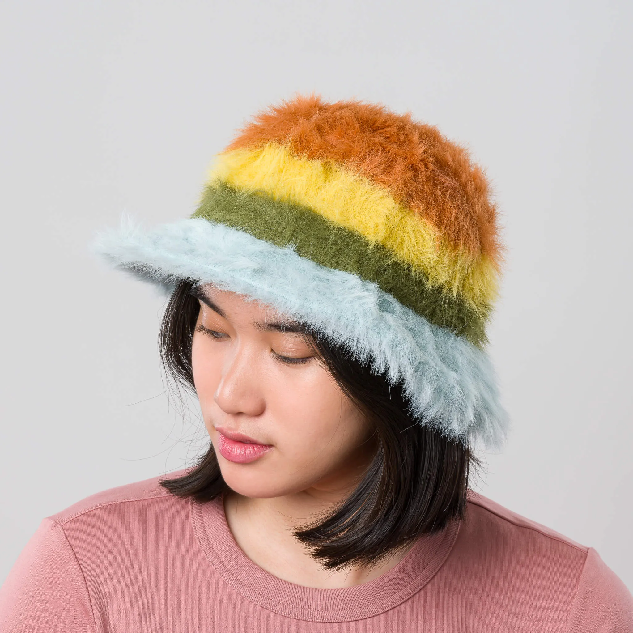 Fur Stripe Bucket Hat