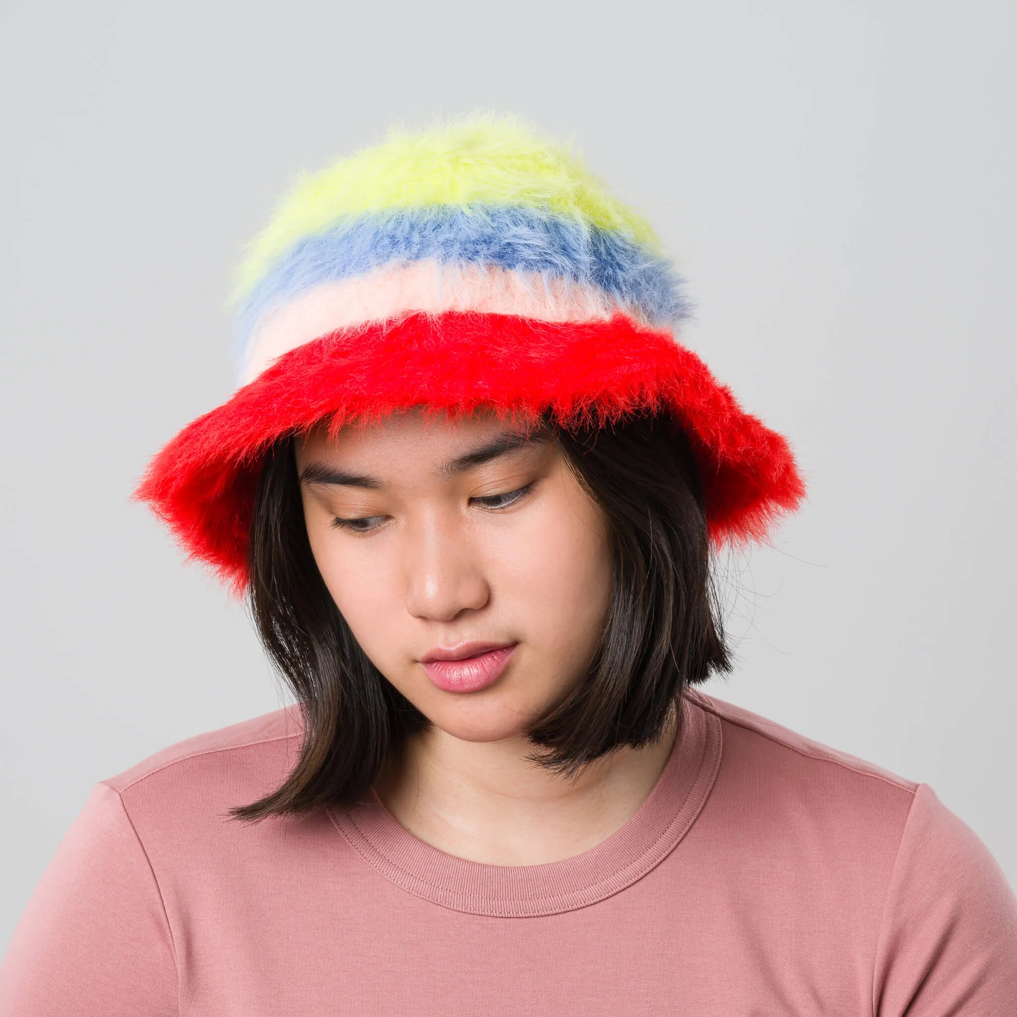 Fur Stripe Bucket Hat