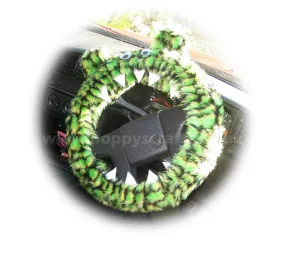 Fuzzy faux fur Crocodile reptile monster car steering wheel cover