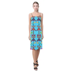 Geometric Floral Spring - Sky Blue Alcestis Slip Dress