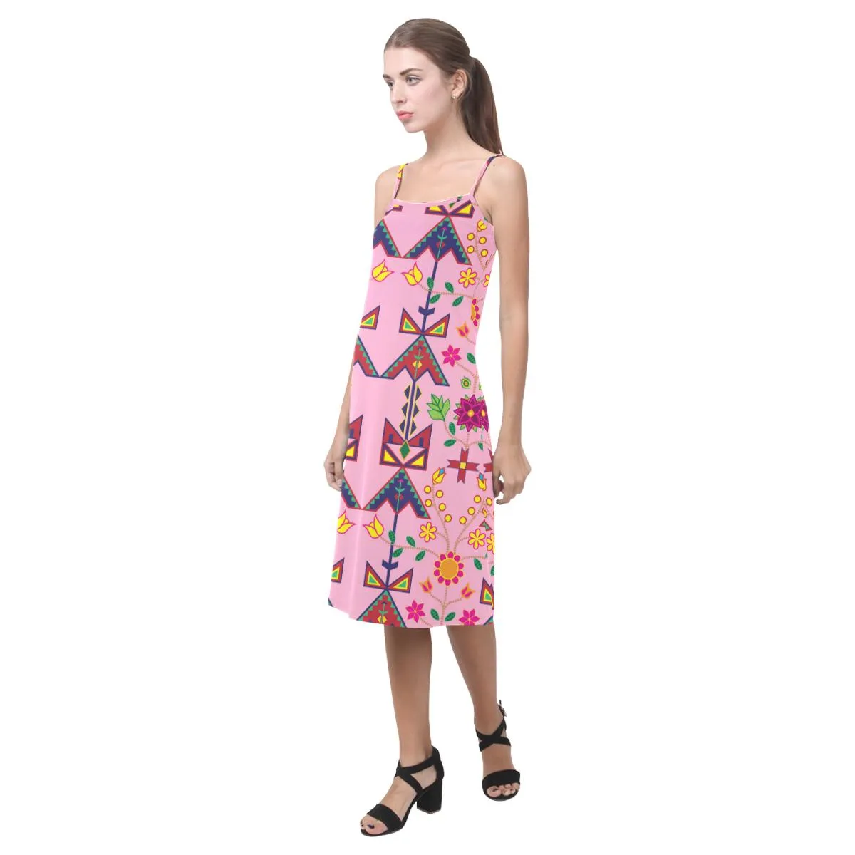 Geometric Floral Spring - Sunset Alcestis Slip Dress