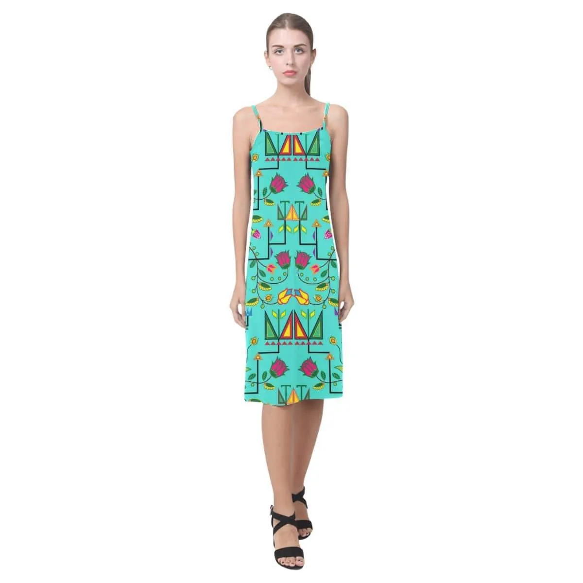 Geometric Floral Summer - Sky Alcestis Slip Dress