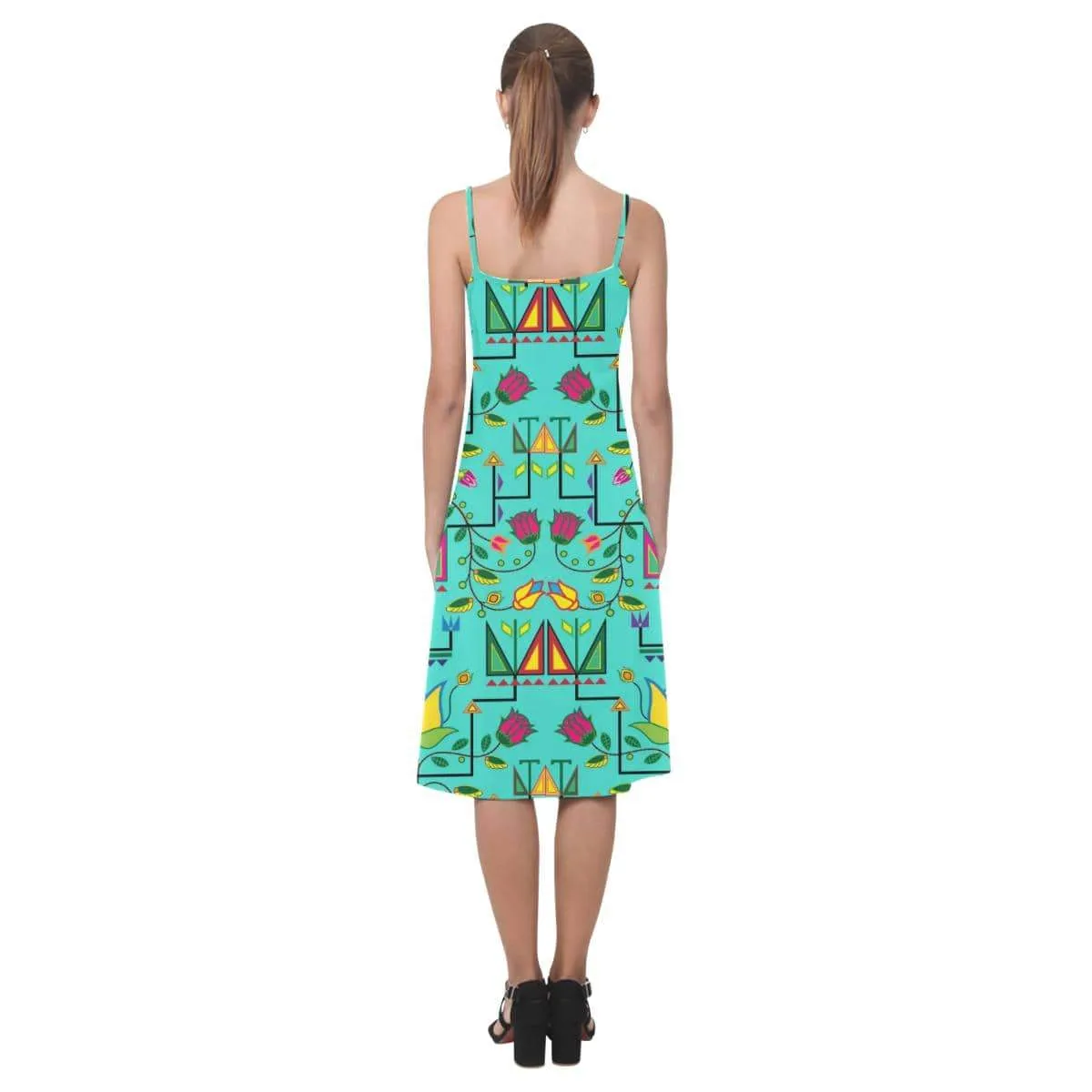 Geometric Floral Summer - Sky Alcestis Slip Dress