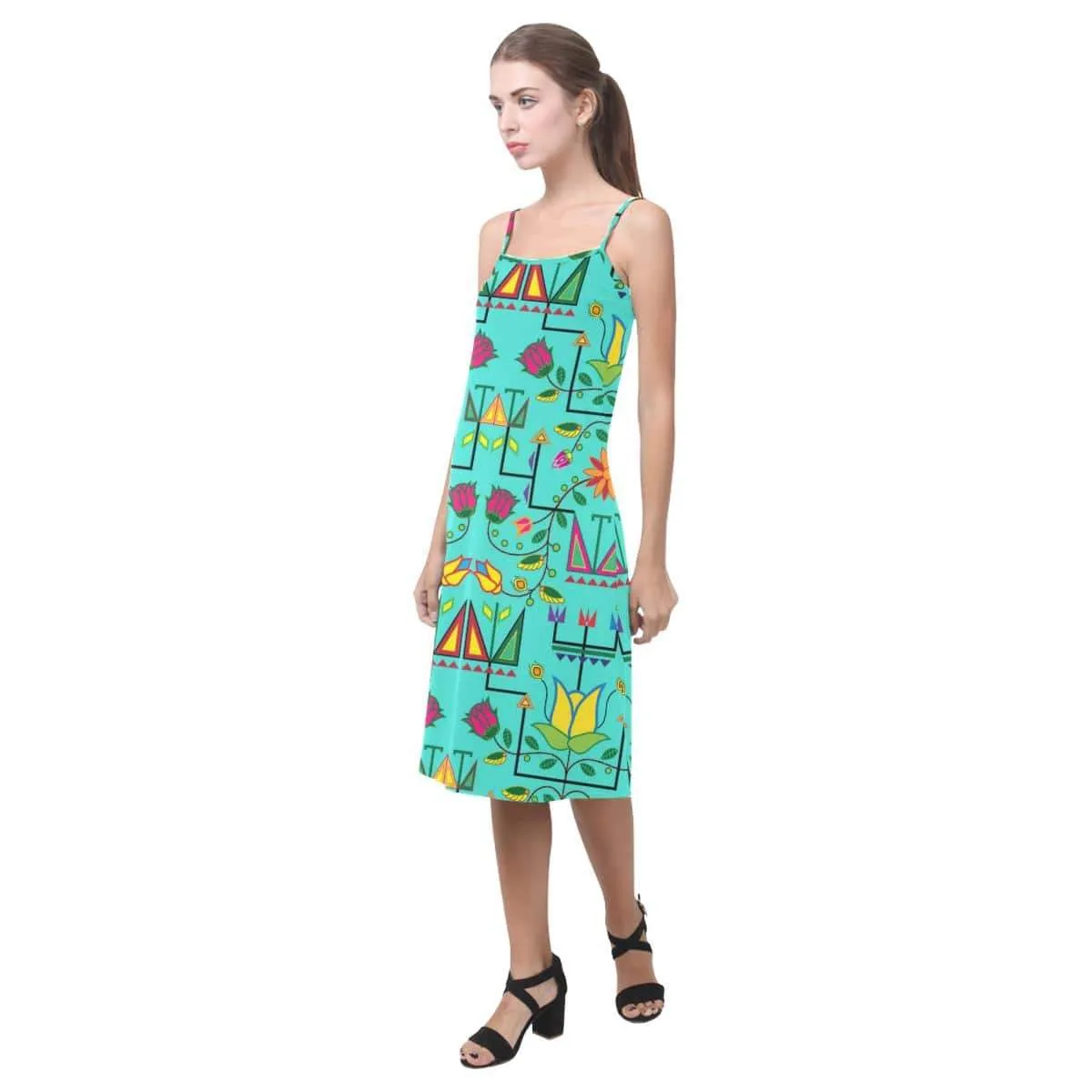 Geometric Floral Summer - Sky Alcestis Slip Dress