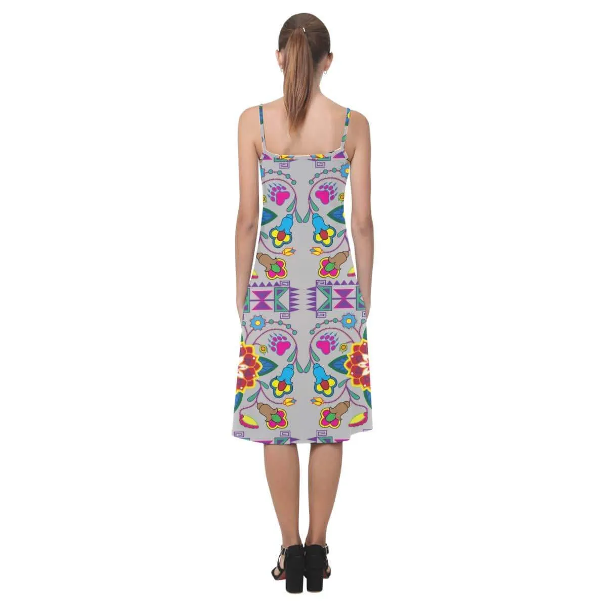 Geometric Floral Winter - Gray Alcestis Slip Dress