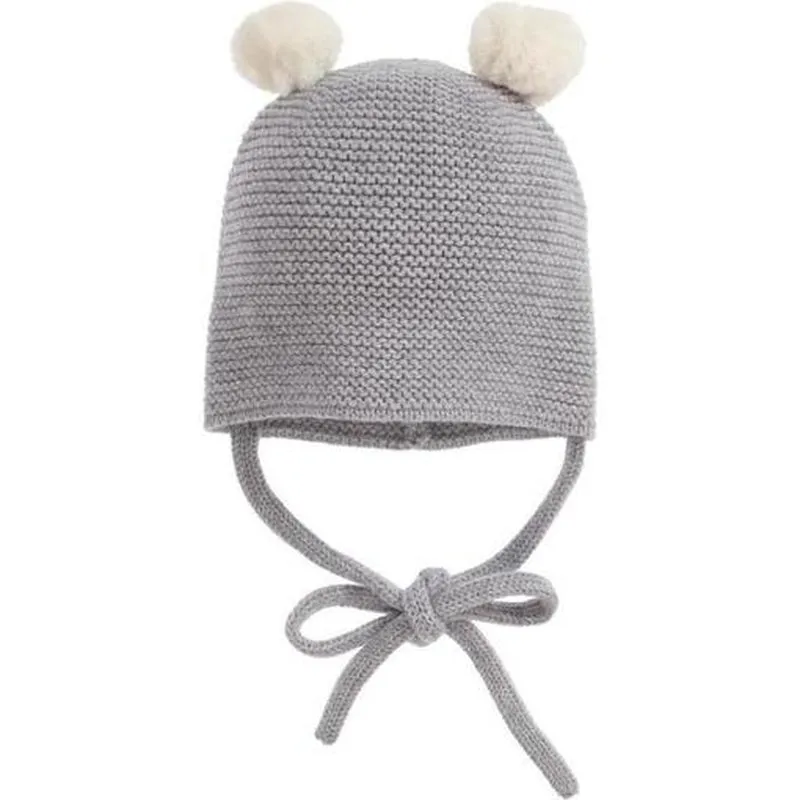 Grey 'Polar' Pom Pom Hat