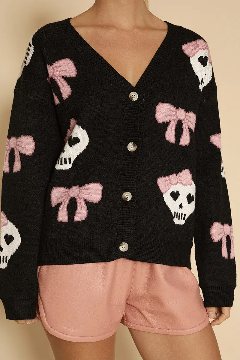 Halloween Knit Pink Bow Cardigan