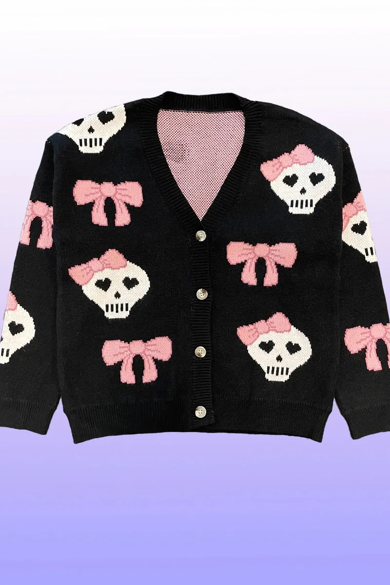 Halloween Knit Pink Bow Cardigan