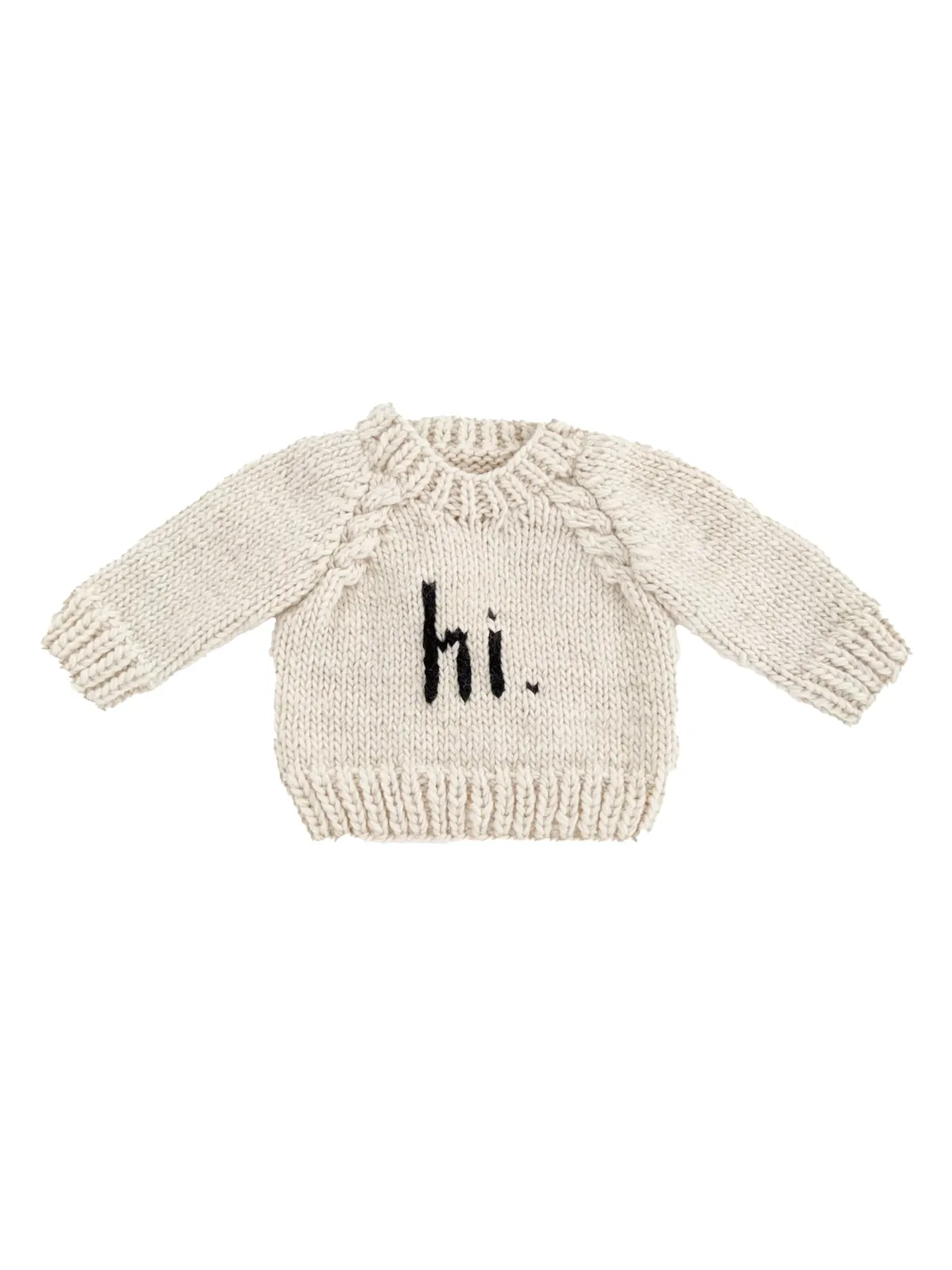 Hi. Crew Neck Garter Stitch Sweater, Black on Natural