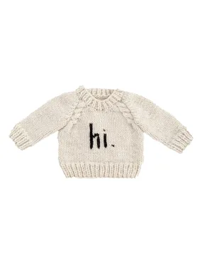 Hi. Crew Neck Garter Stitch Sweater, Black on Natural