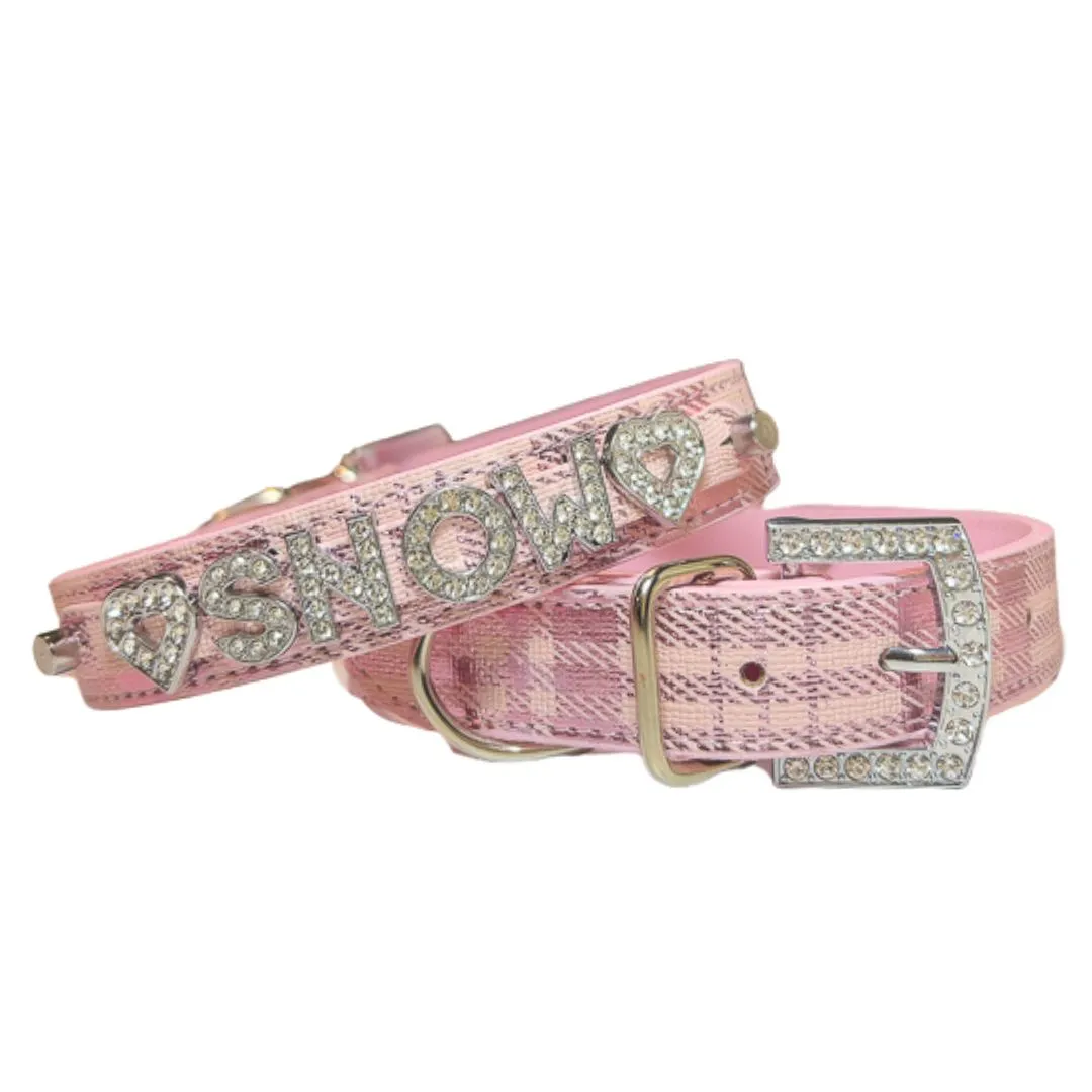 Holiday Metallic Plaid Personalized Pet Collars