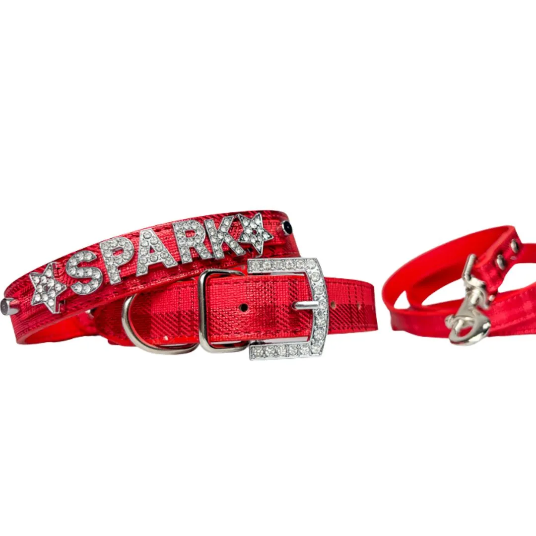 Holiday Metallic Plaid Personalized Pet Collars