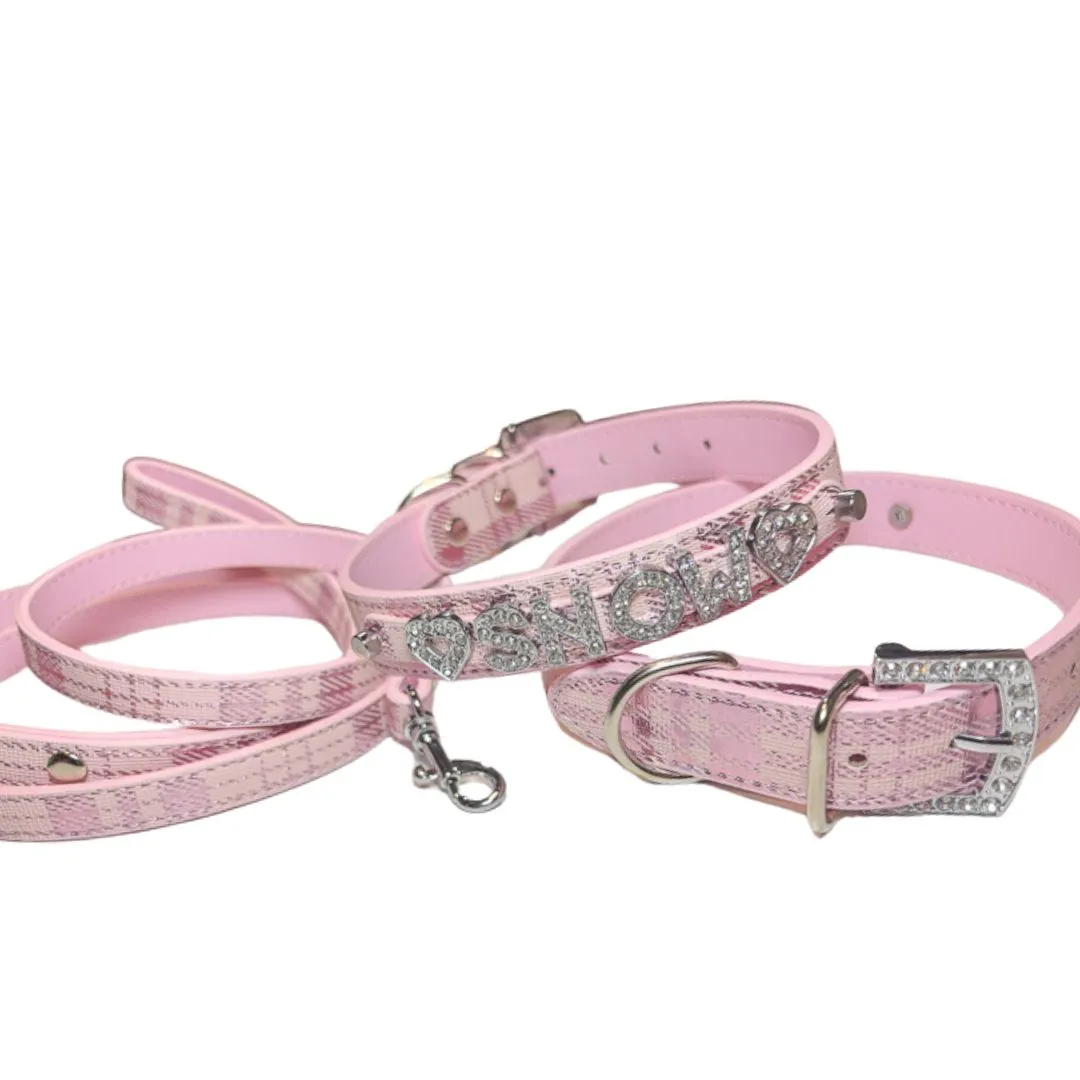 Holiday Metallic Plaid Personalized Pet Collars