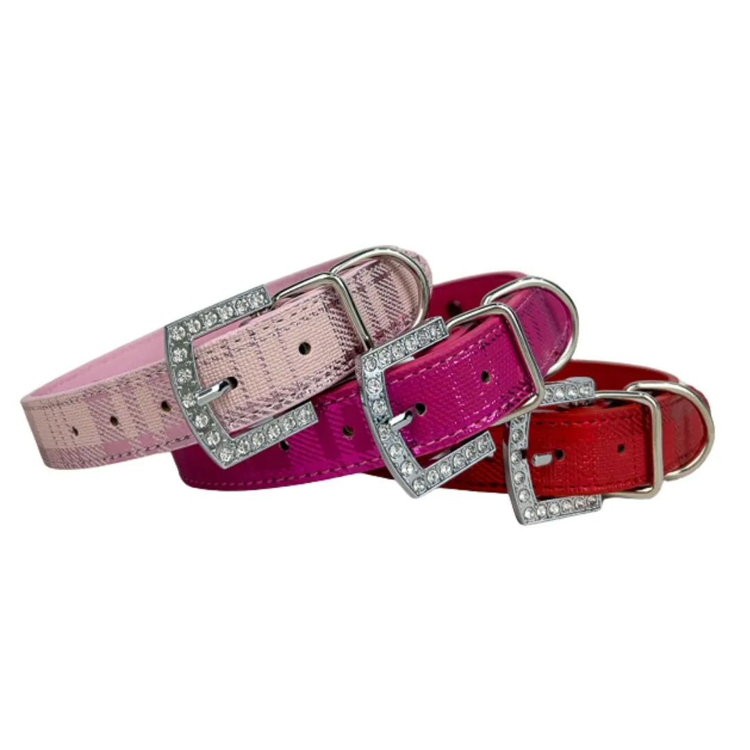 Holiday Metallic Plaid Personalized Pet Collars