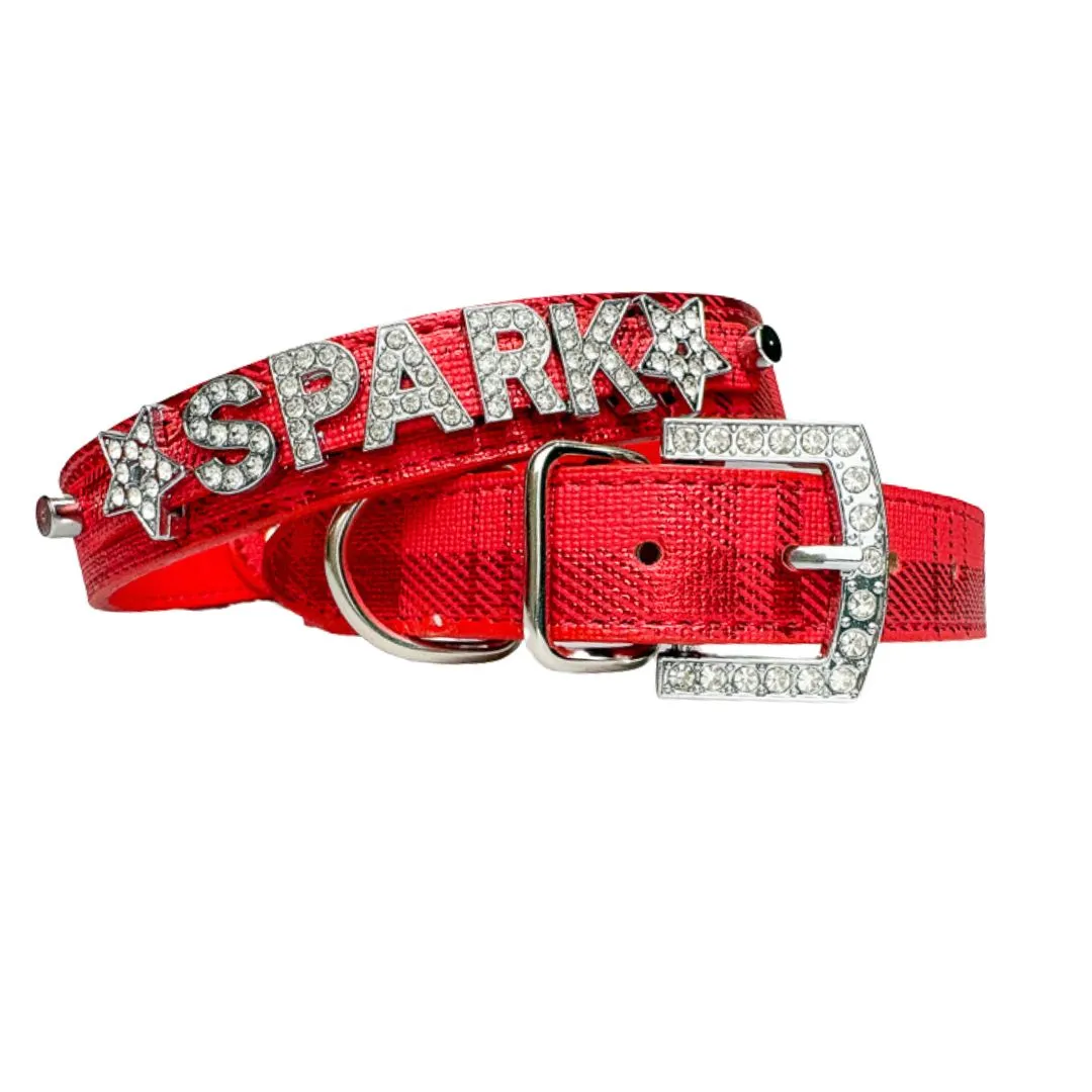 Holiday Metallic Plaid Personalized Pet Collars