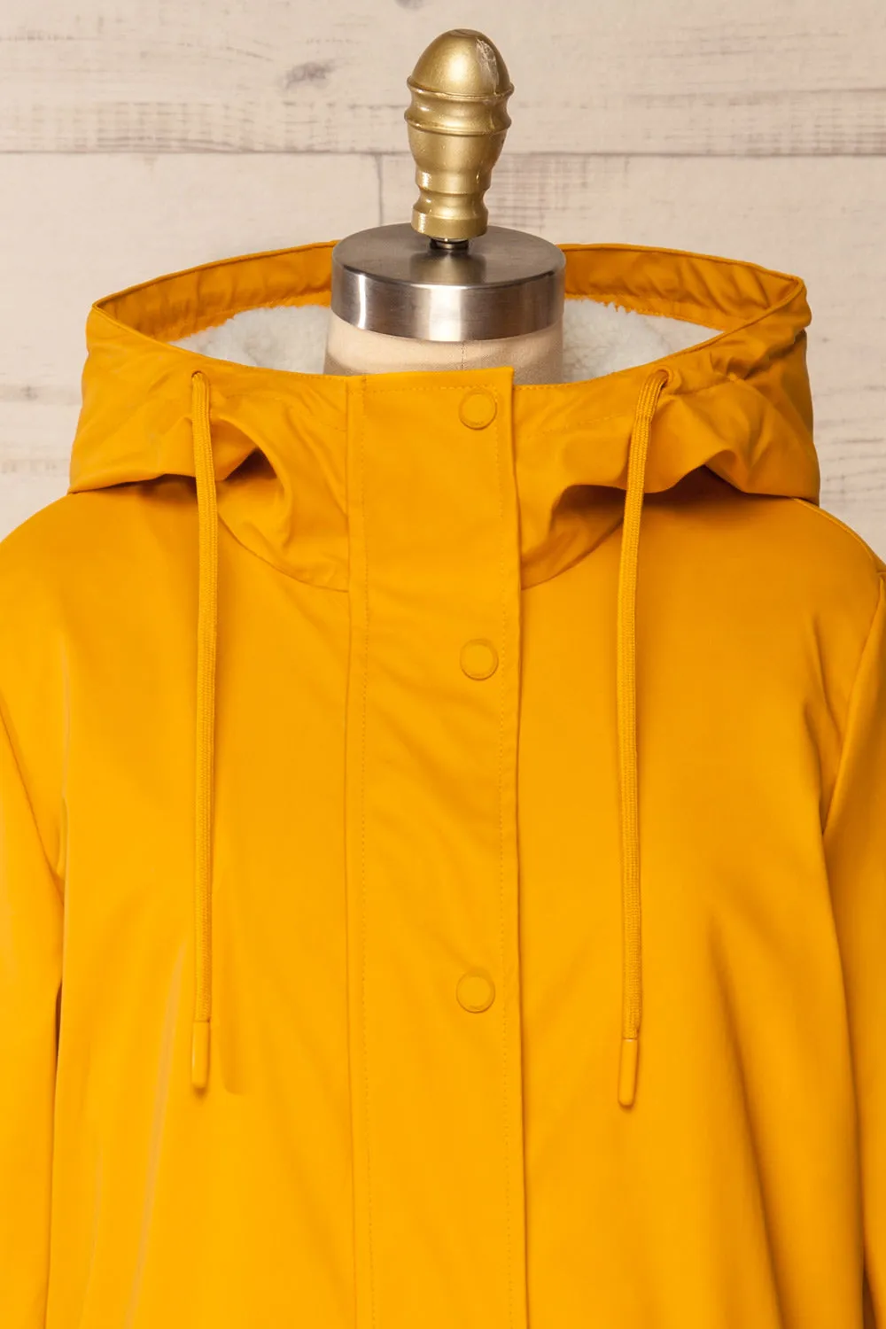 Icewind Yellow | Button Up Raincoat w/ Sherpa Lining