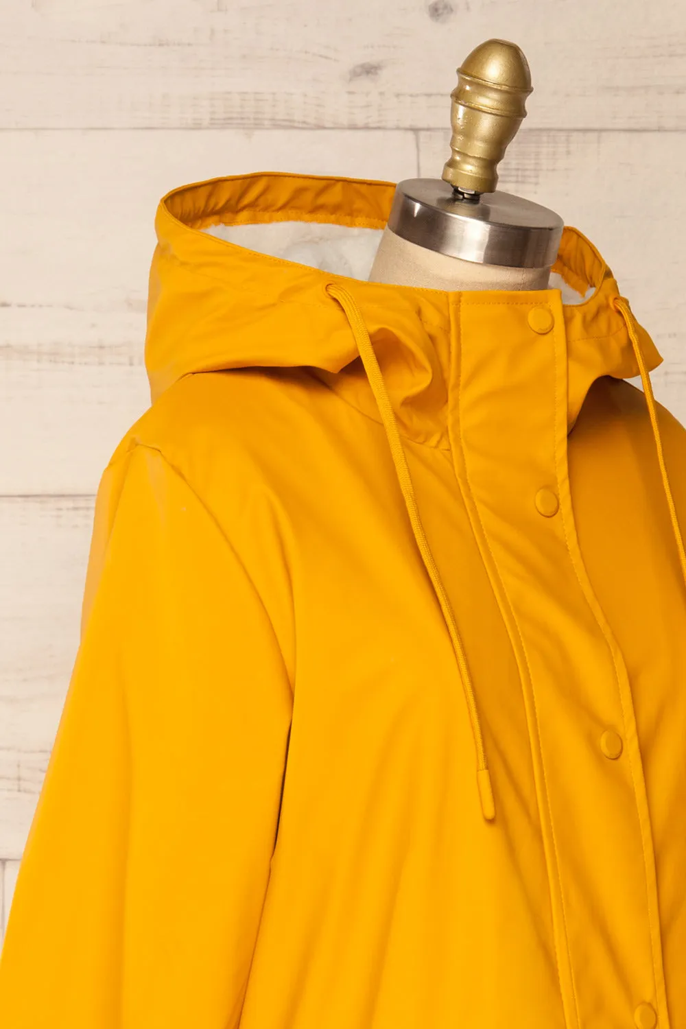 Icewind Yellow | Button Up Raincoat w/ Sherpa Lining