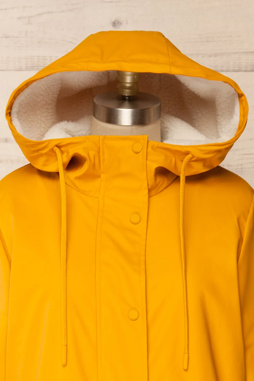 Icewind Yellow | Button Up Raincoat w/ Sherpa Lining