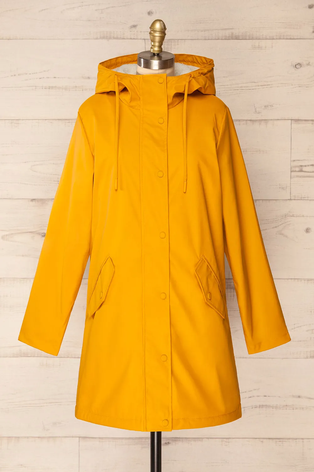 Icewind Yellow | Button Up Raincoat w/ Sherpa Lining