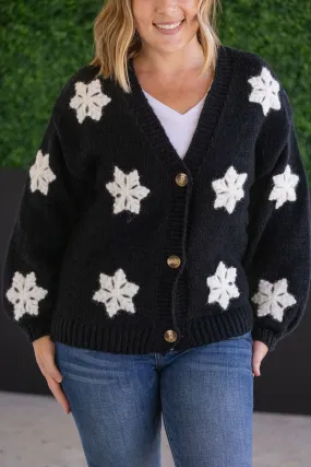 IN STOCK Snowflake Cardigan - Black