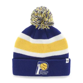 Indiana Pacers 47 Brand Tri-Tone Breakaway Retro 1967 Cuffed Poof Beanie Hat Cap