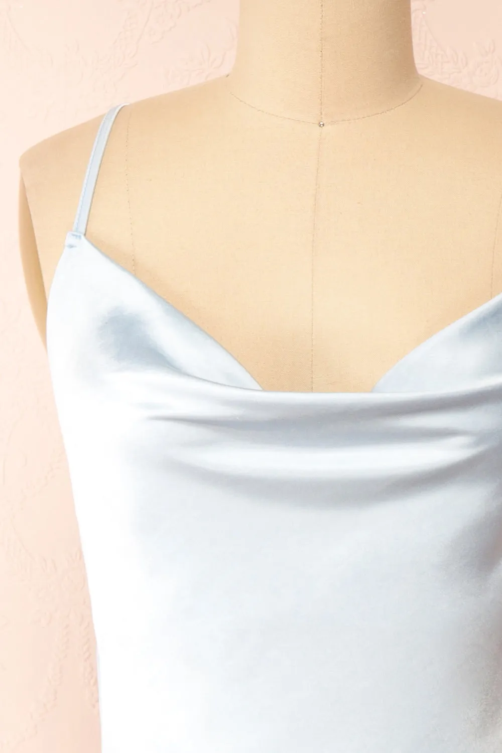 Jessie Blue | Cowl Neck Satin Slip Dress w/ Open Back