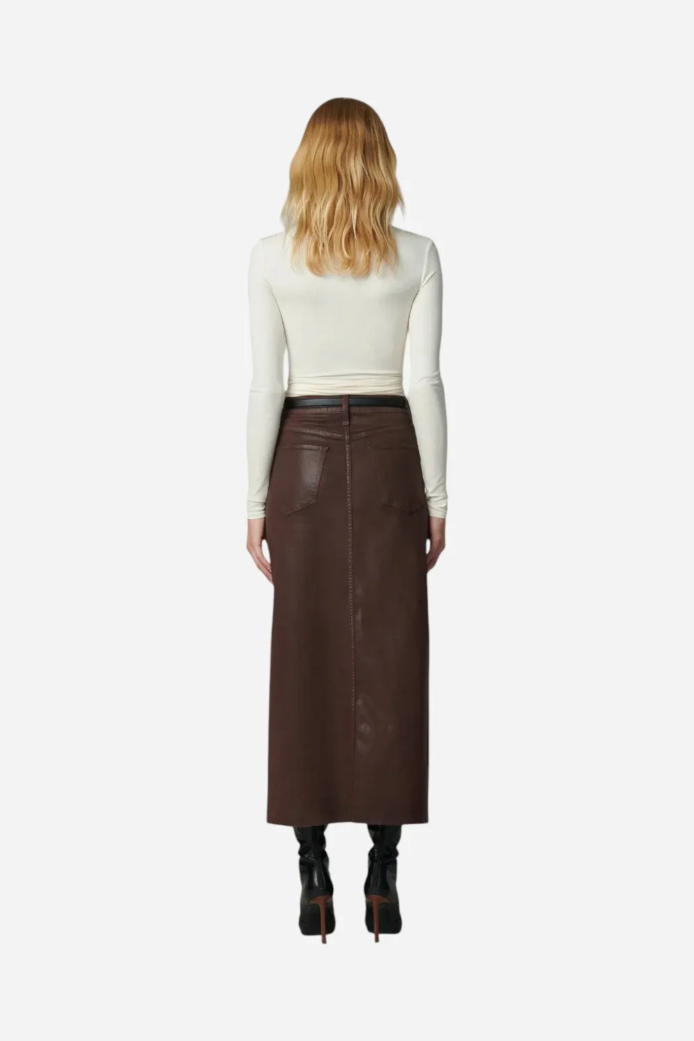 Joe's Jeans The Eva Coated Maxi Skirt in Espresso