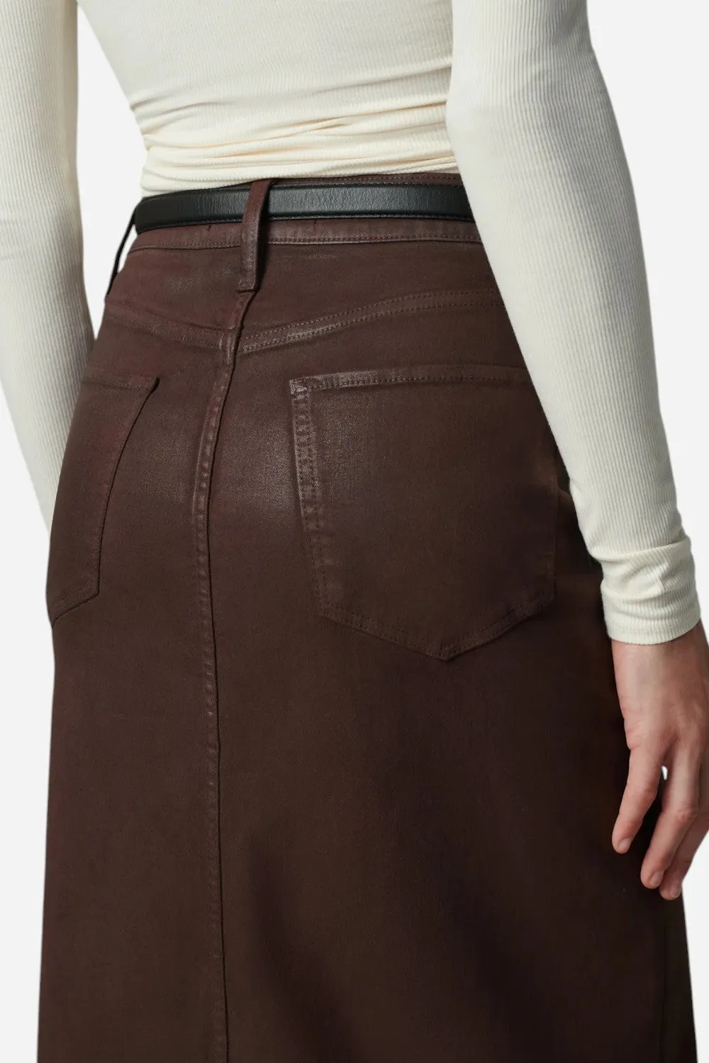 Joe's Jeans The Eva Coated Maxi Skirt in Espresso