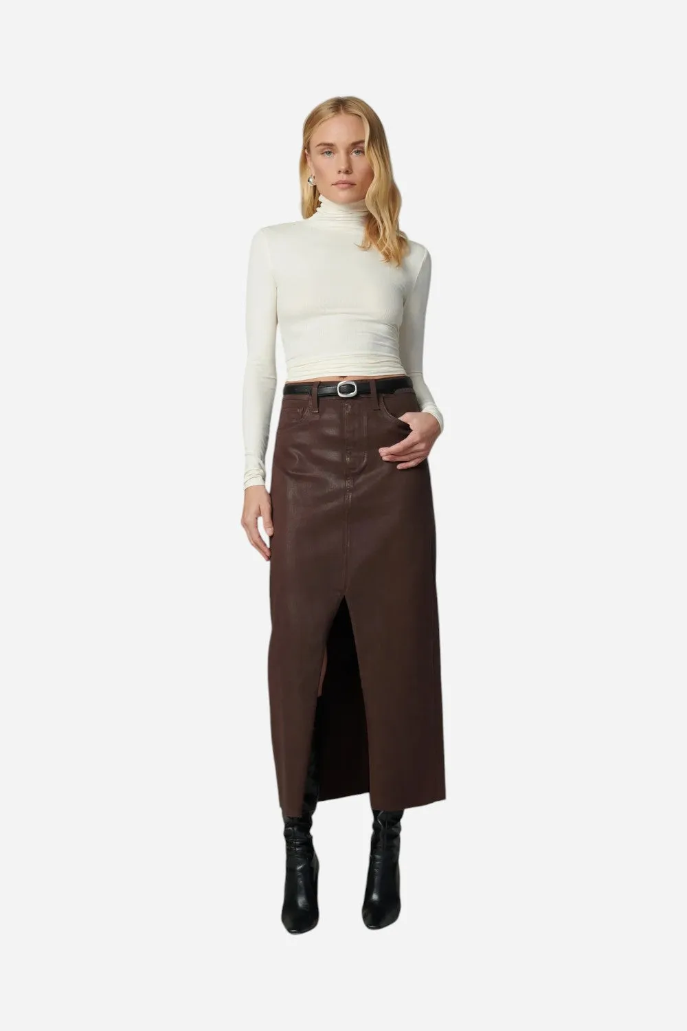 Joe's Jeans The Eva Coated Maxi Skirt in Espresso