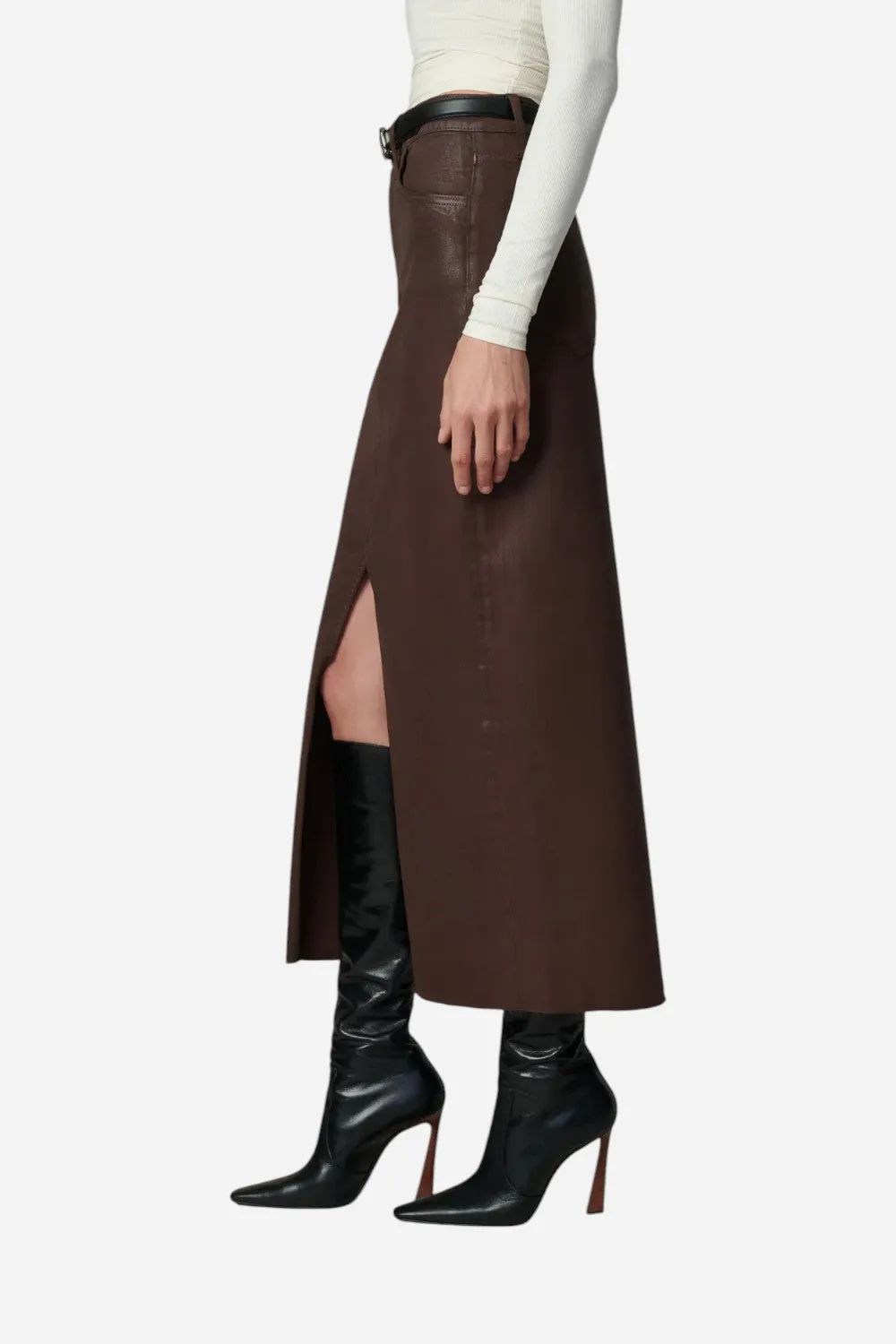 Joe's Jeans The Eva Coated Maxi Skirt in Espresso