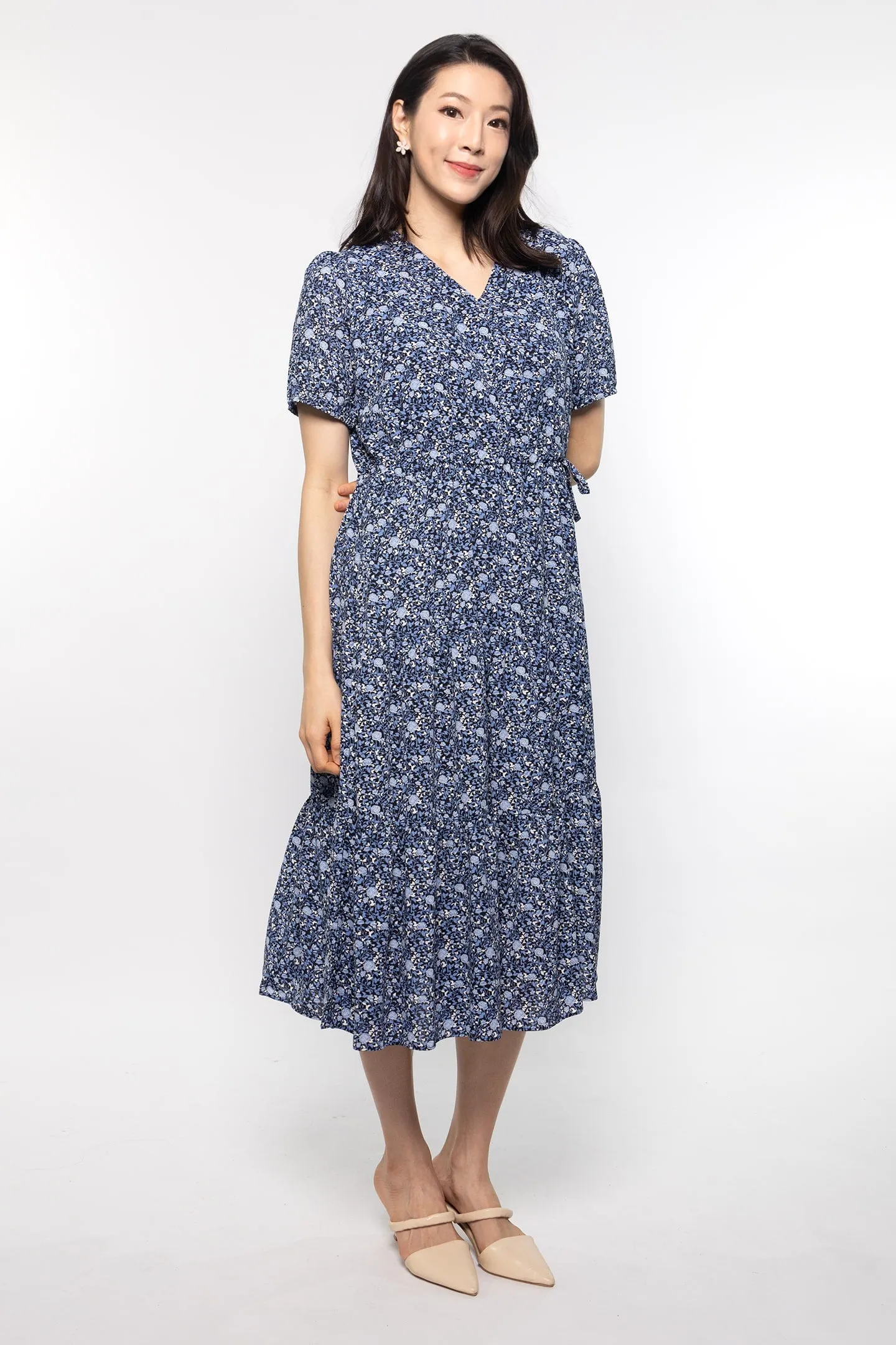 Lala Dress in Blue Tiny Buds