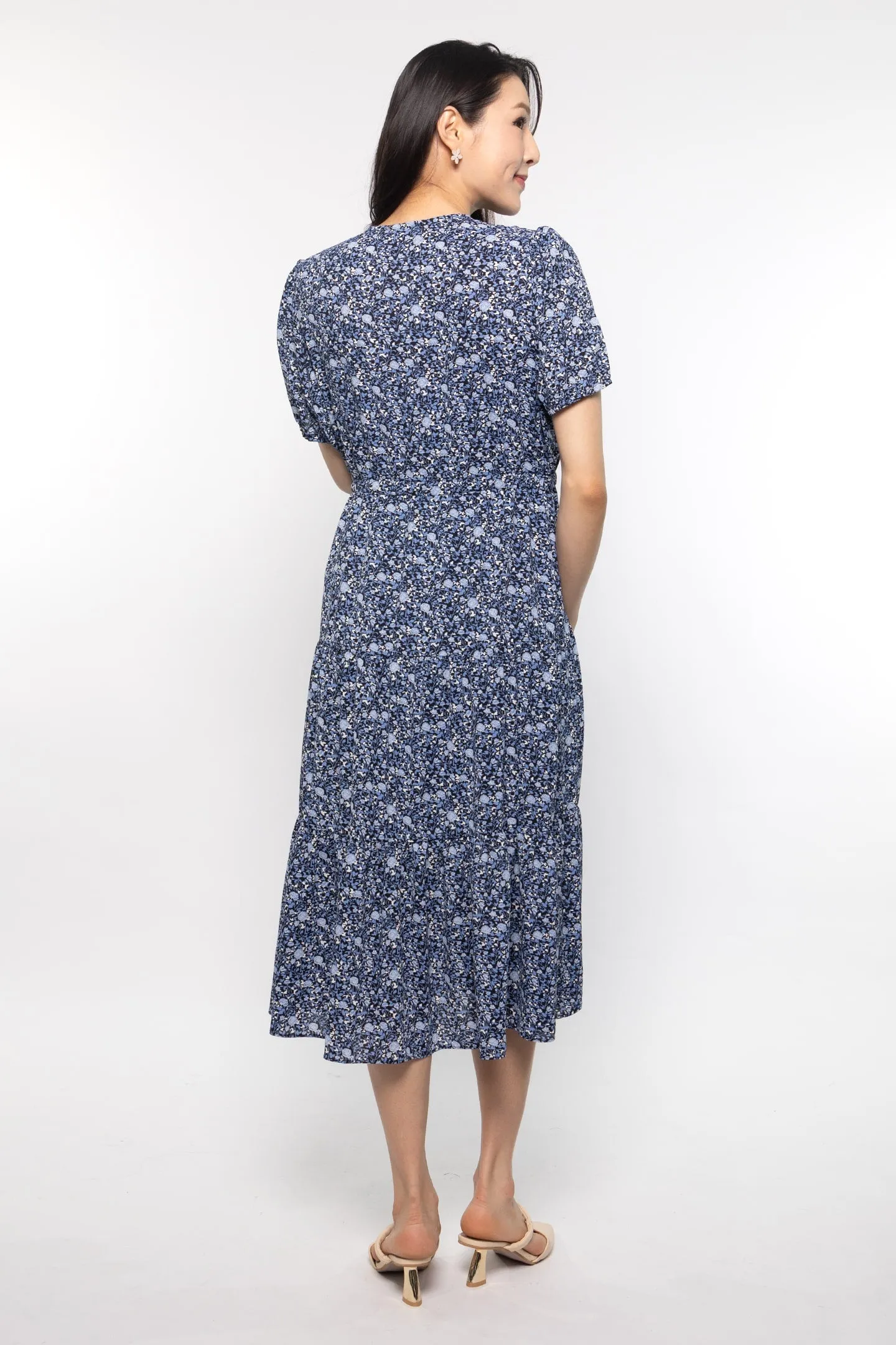 Lala Dress in Blue Tiny Buds