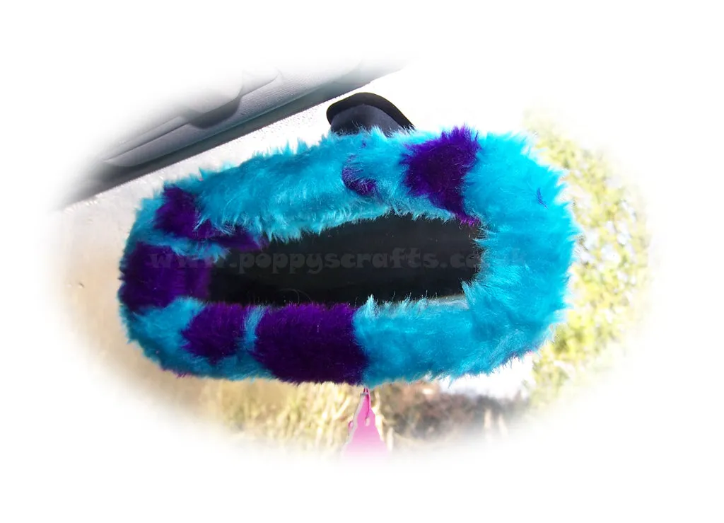 Large 7 Piece Spotty Monster fluffy car accessories set faux fur