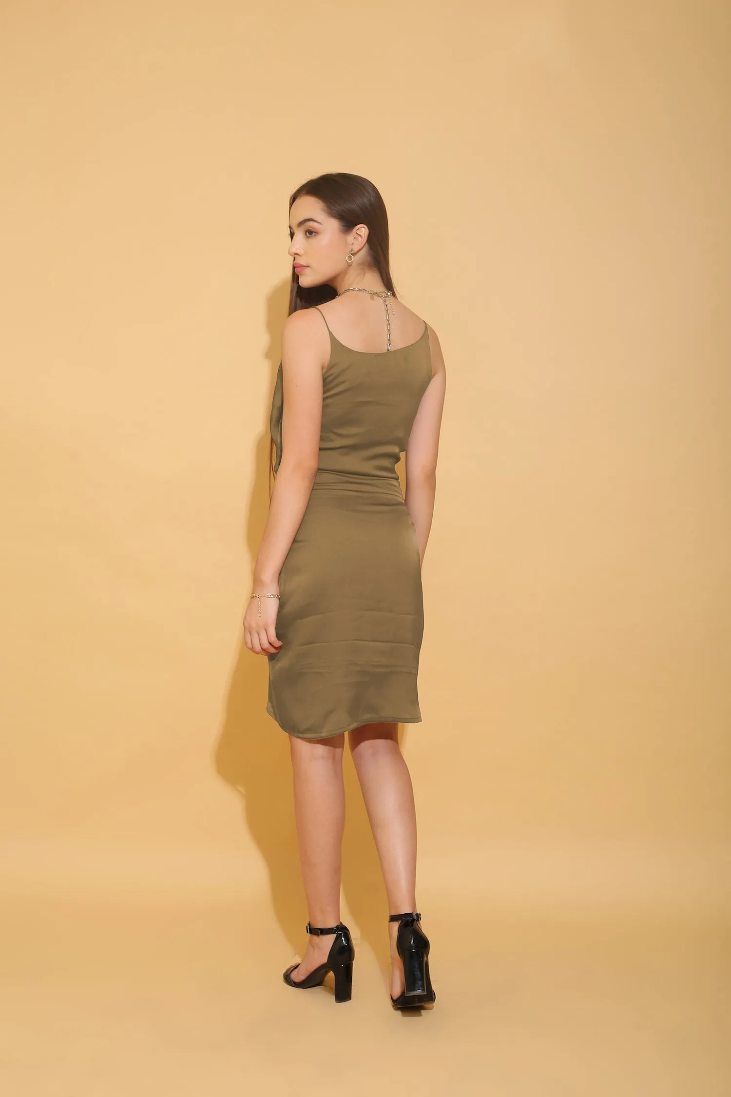 Lemon Green Cowl Neck Cami Dress