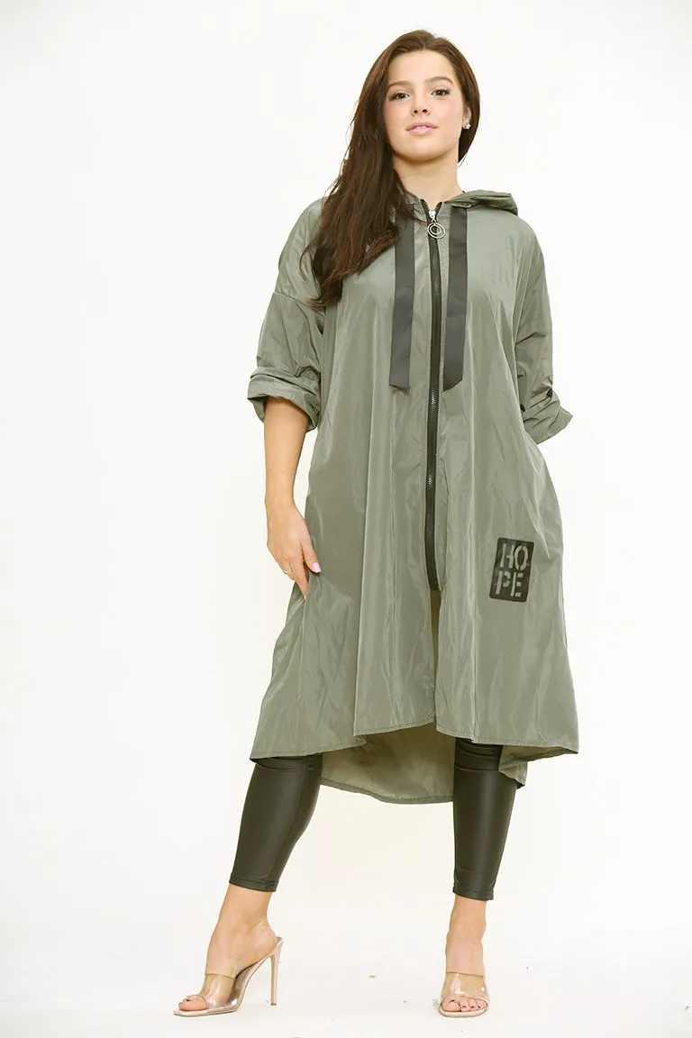 Lightweight Raincoat Hooded Hope Print (Regular & Plus Sizes)