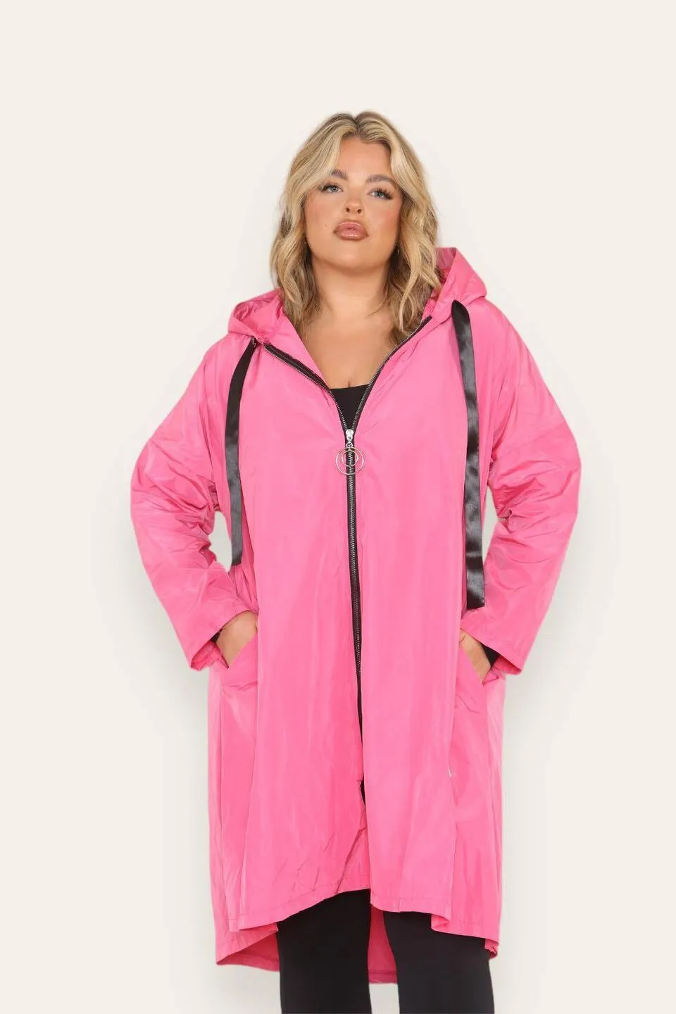 Lightweight Raincoat Hooded Hope Print (Regular & Plus Sizes)