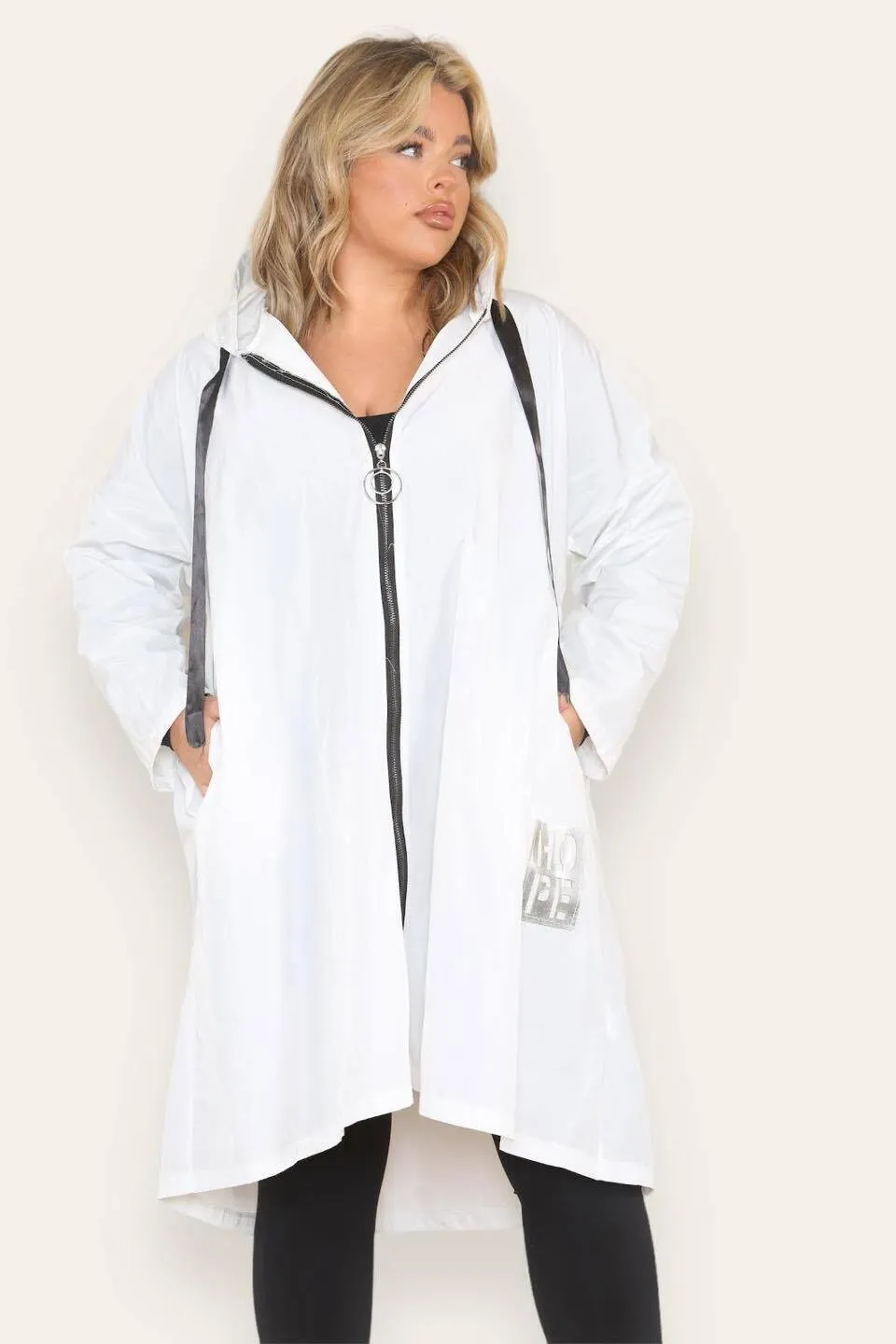 Lightweight Raincoat Hooded Hope Print (Regular & Plus Sizes)