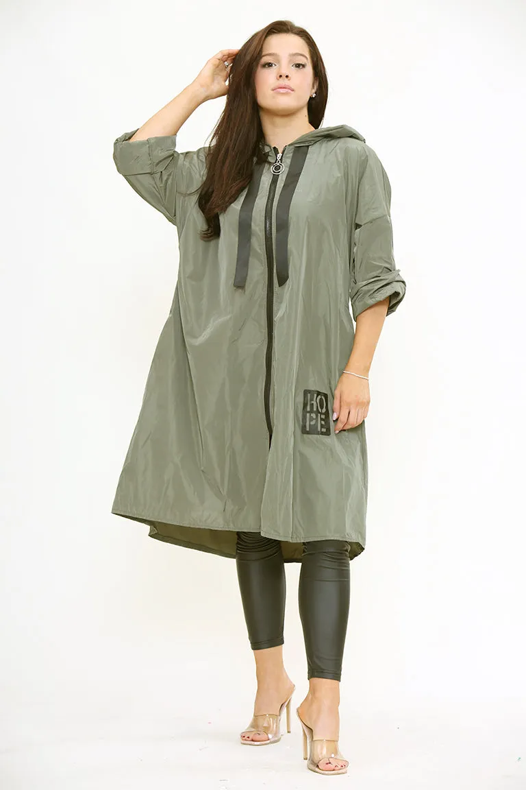 Lightweight Raincoat Hooded Hope Print (Regular & Plus Sizes)